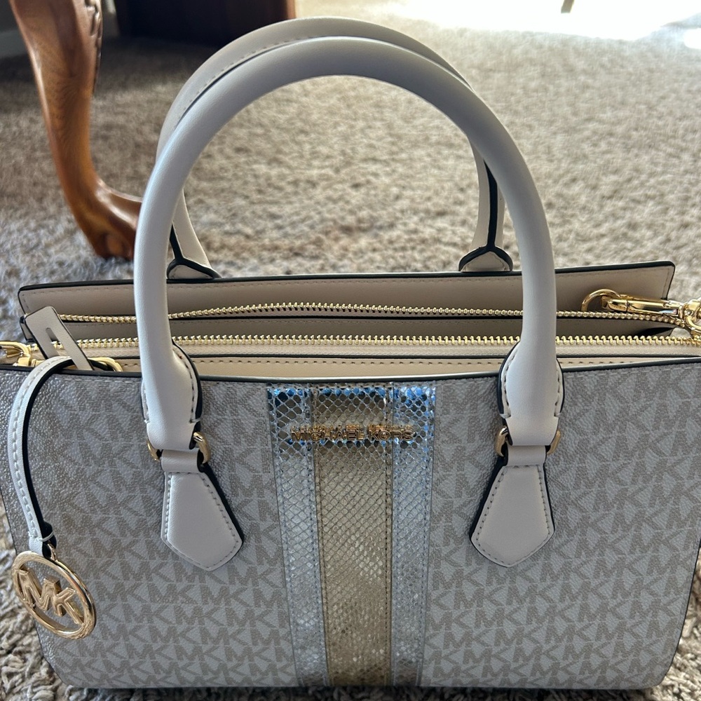 Michael Kors Cream and Gold Satchel